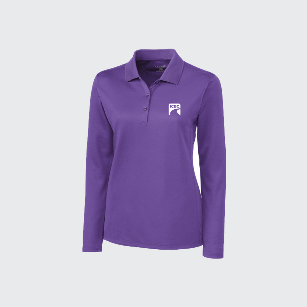 Women's Long Sleeve Tech Polo - purple