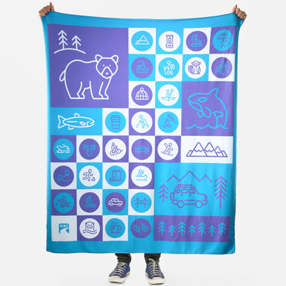 “Stitched together” blanket