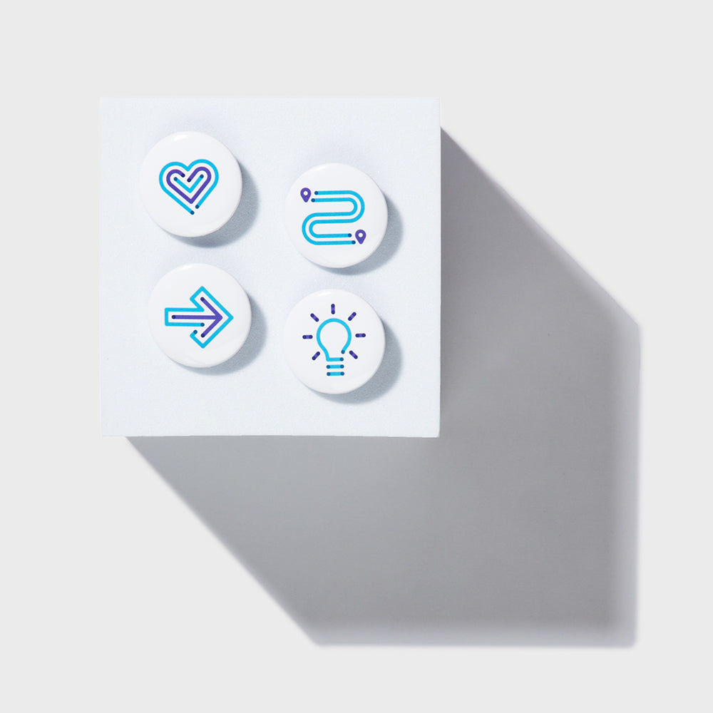 “Our values, your way” pin set