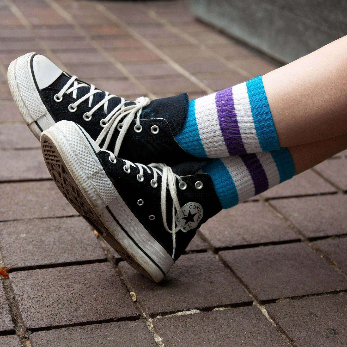 “Sustainable transportation” crew socks
